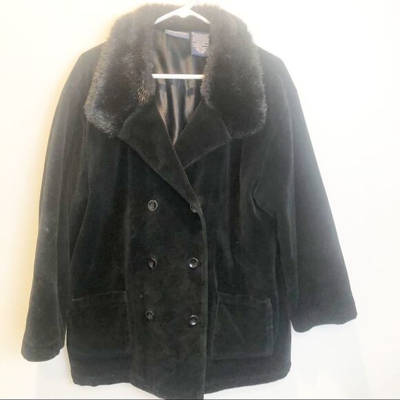 Liz Claiborne Double Breasted Faux Fur Coat Size Large - Picture 1 of 4